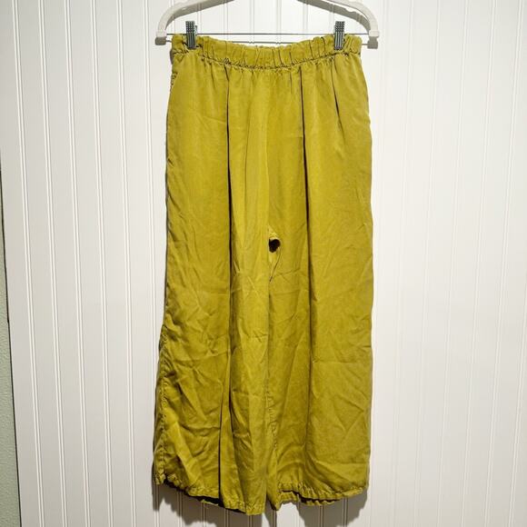 Bryn Walker Chartreuse Green Wide Leg Pants Tencel Fabric Size Small - Picture 1 of 7